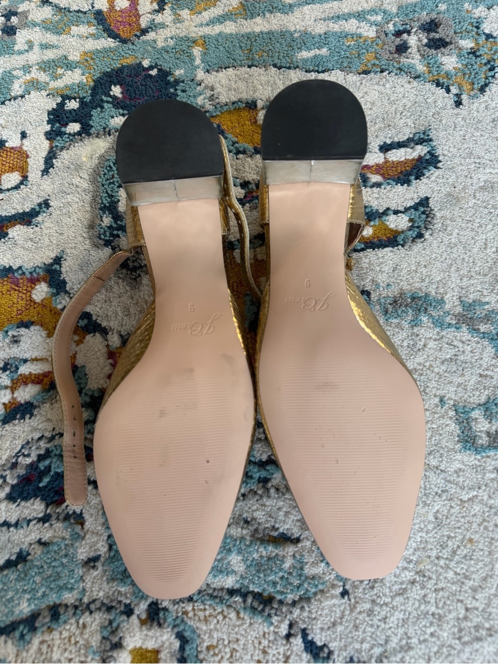 J. Crew Gold Metallic Mary Jane Pumps with Silver Cap Toe - Picture 2 of 3